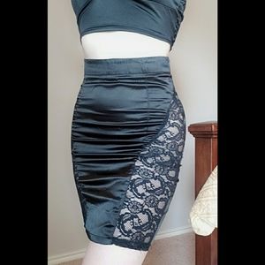 Lace panel pencil skirt